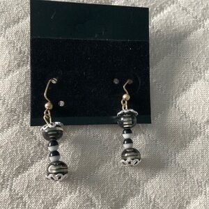 Black and white beaded earrings